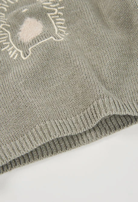 Baby green jumper with hedgehog embroidery