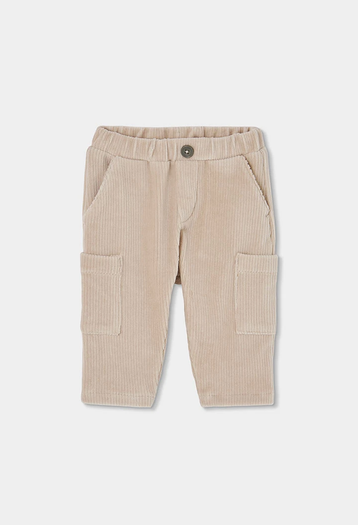 Beige hedgehog print knitted baby boy set