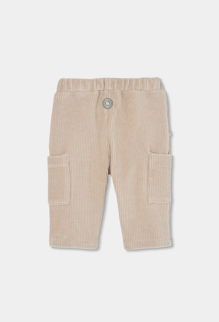 Beige gemustertes Strick-Set für Babyjungen mit Igelmotiv