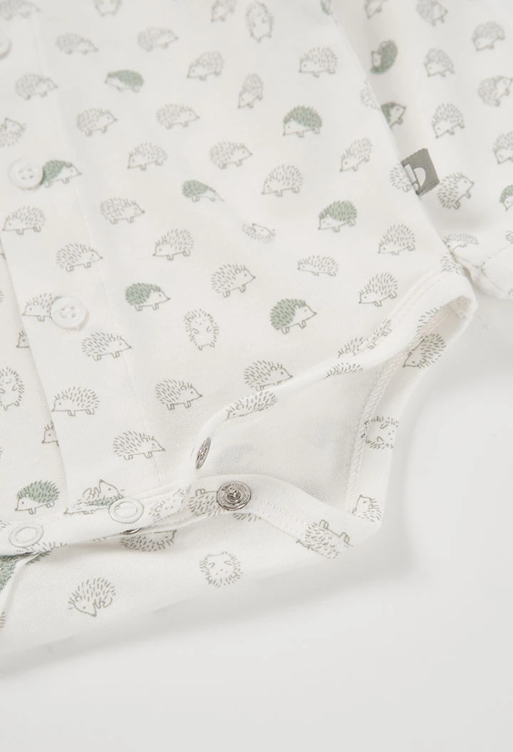 Beige hedgehog print knitted baby boy set