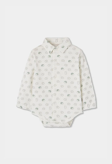 Beige hedgehog print knitted baby boy set