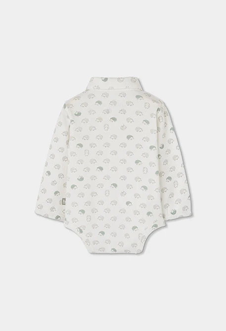 Beige hedgehog print knitted baby boy set