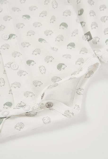 Beige hedgehog print knitted baby boy set