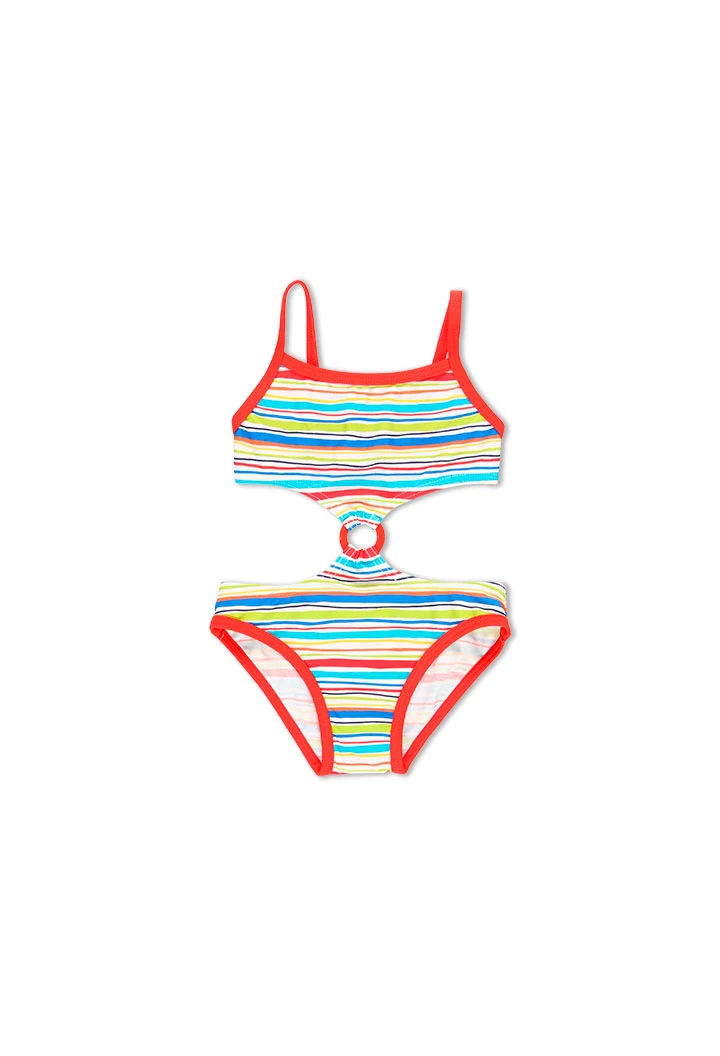 Maillot de bain polyamide à rayures pour bébé fille