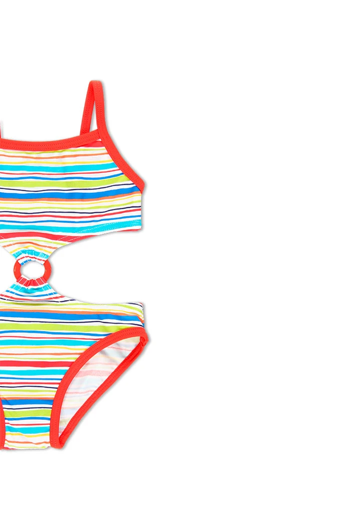 Maillot de bain polyamide à rayures pour bébé fille