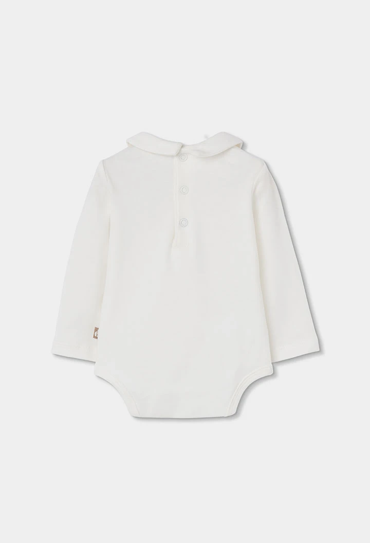 Conjunto punto bebé niño cuadros beige bordado perrito
