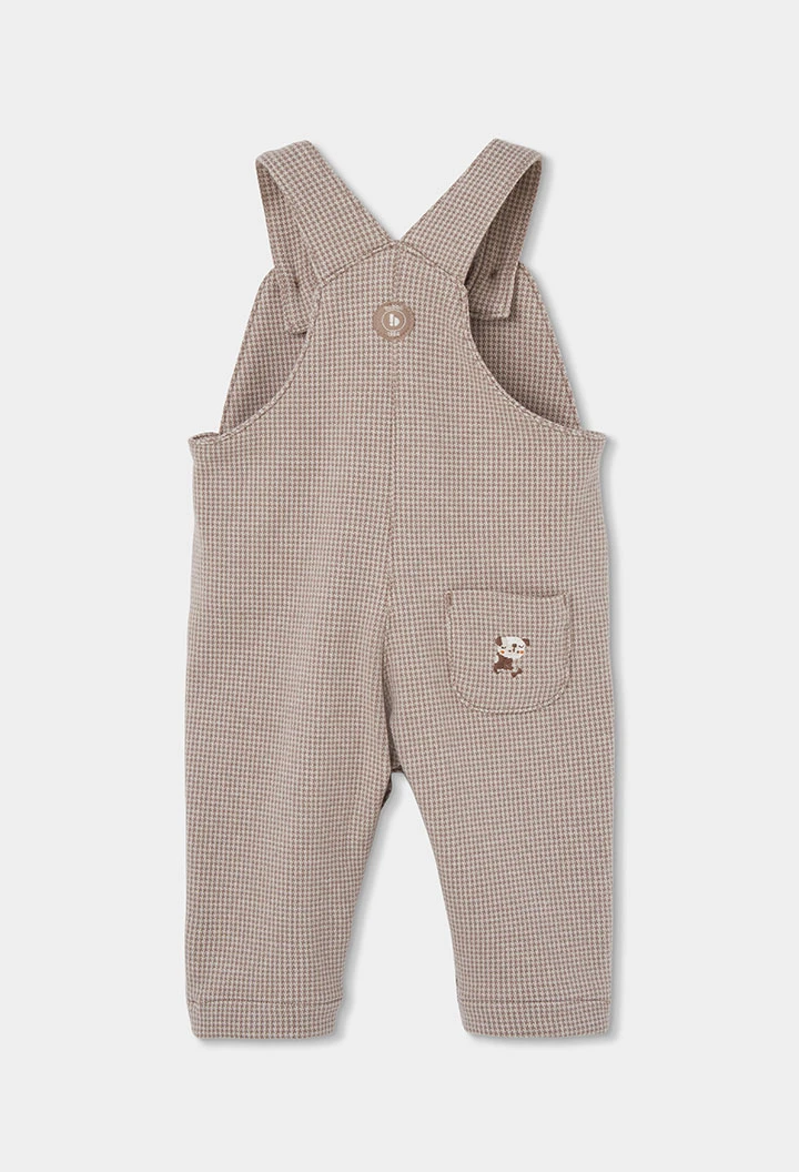 Baby boy knitted set beige check embroidered puppy