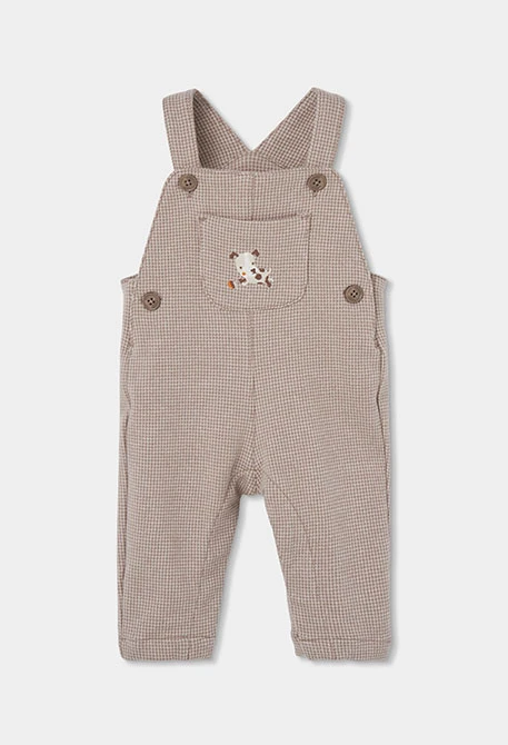 Baby boy knitted set beige check embroidered puppy