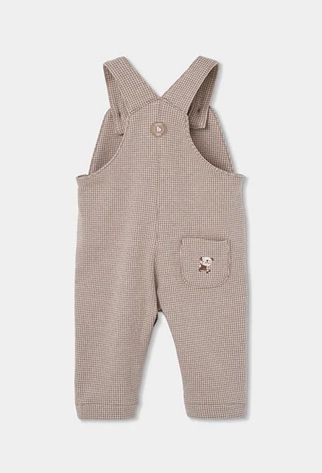 Baby boy knitted set beige check embroidered puppy