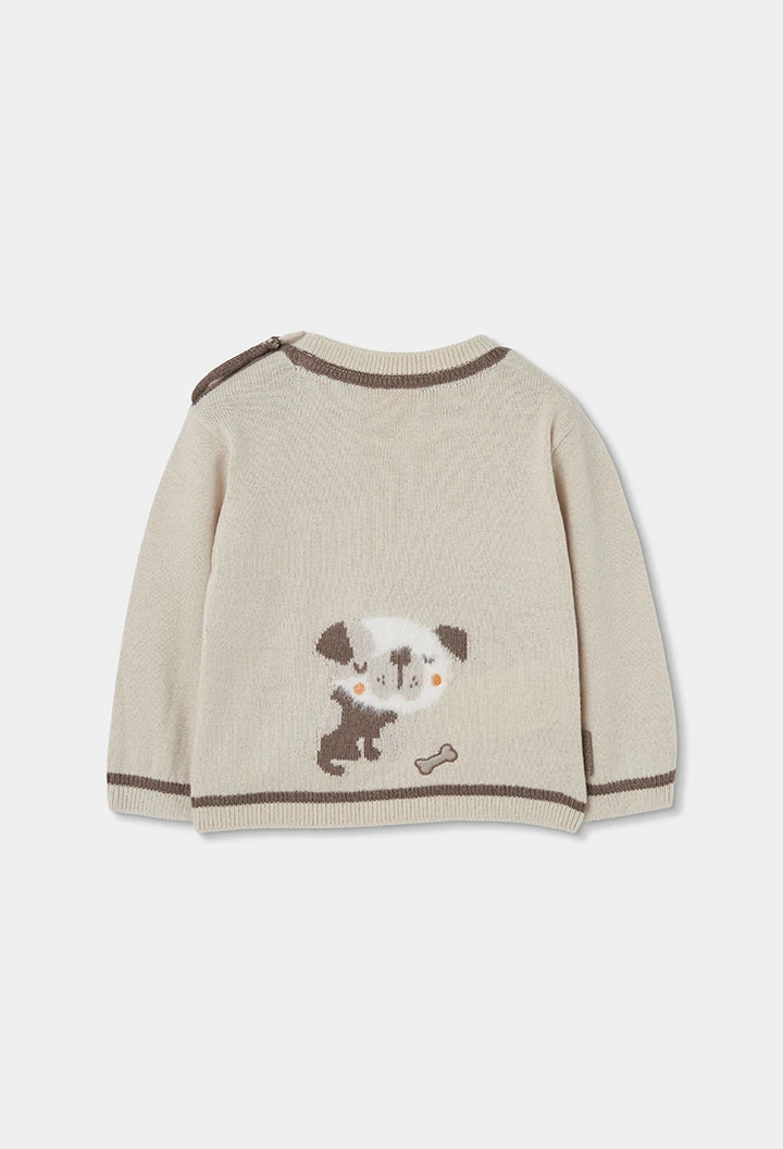 Baby boy beige dog print jumper