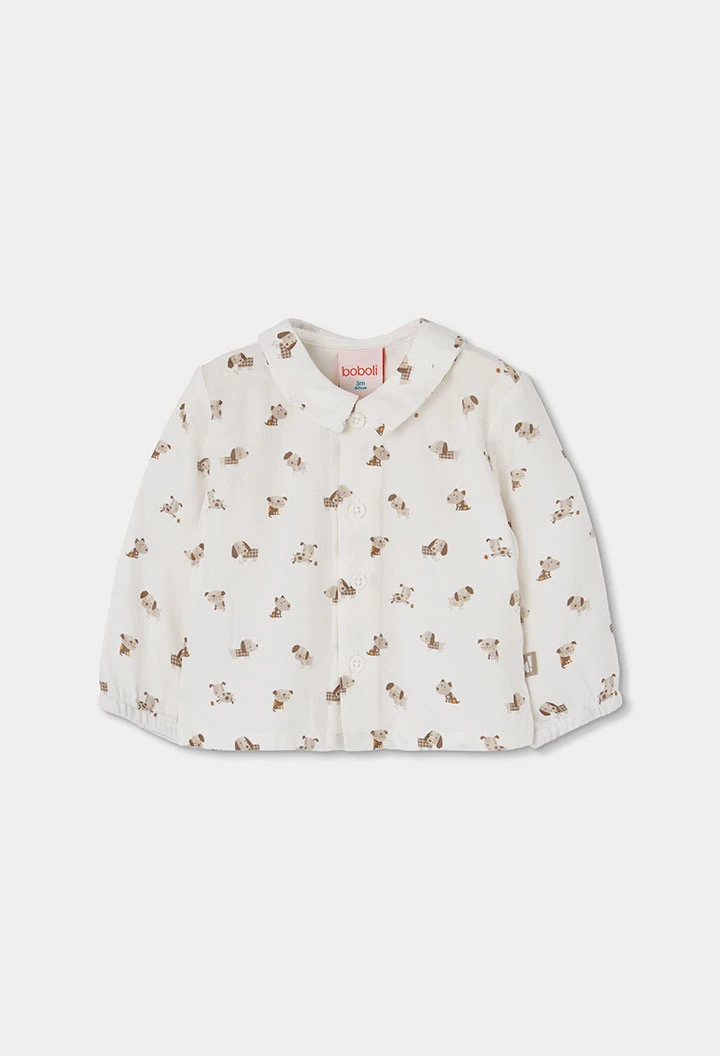 Ensemble bébé garçon beige imprimé chiens