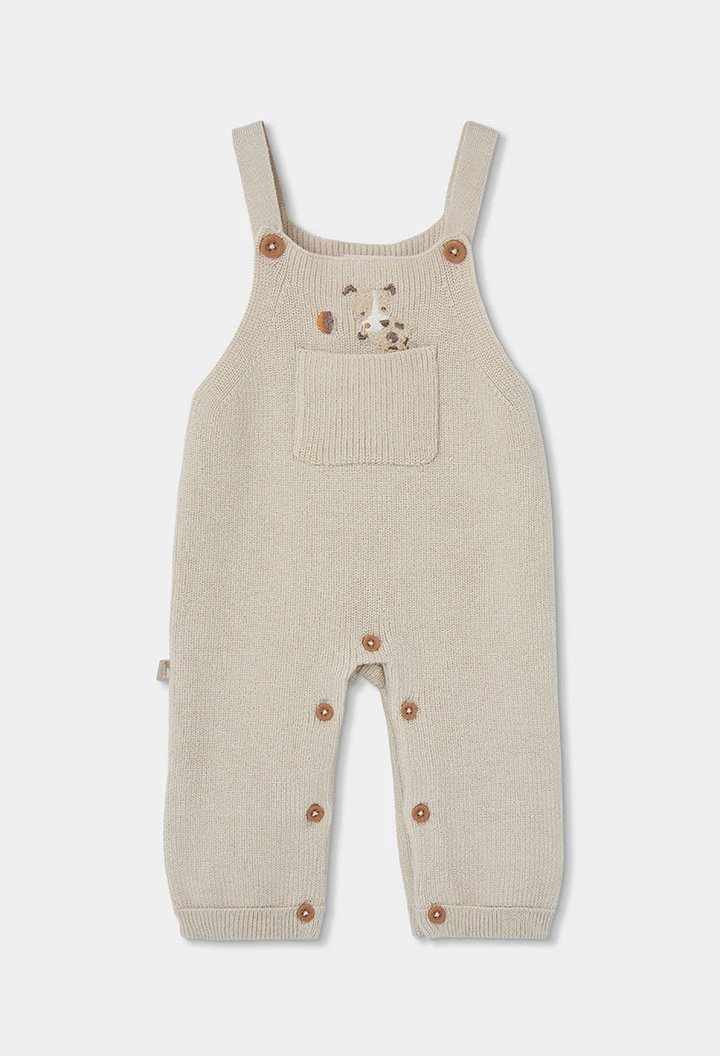 Ensemble en maille bébé garçon beige avec petit chien
