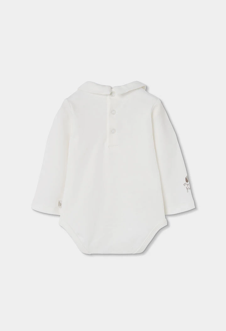 Ensemble en maille bébé garçon beige avec petit chien