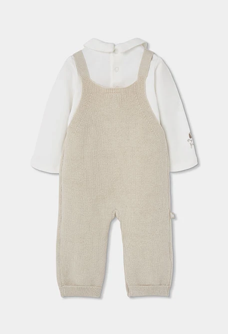 Conjunto punto bebé niño beige con perrito
