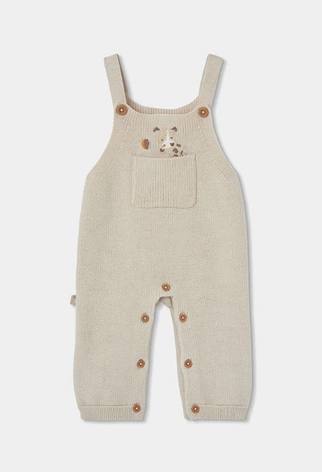 Beiges Babystrick-Set für Jungen mit Hundmotiv