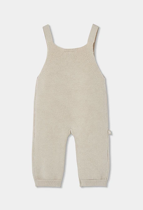 Beiges Babystrick-Set für Jungen mit Hundmotiv