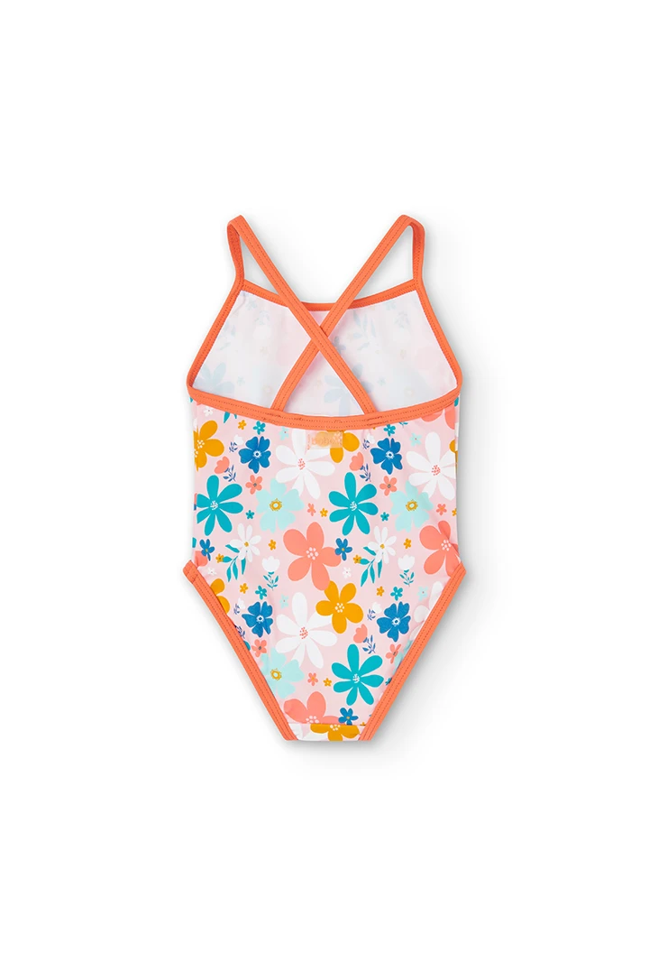 Bañador poliamida flores de bebé niña