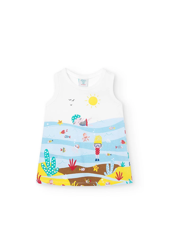 Vestito sbracciato in jersey da neonata bianco