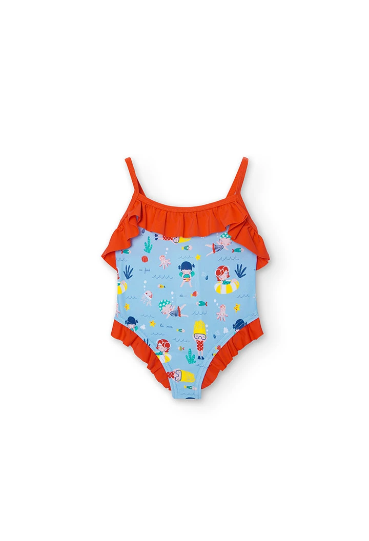 Badeanzug mit Aufdruck, für Baby-Mädchen, in Farbe Blau