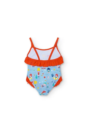 Baby girl\'s printed swimsuit in blue