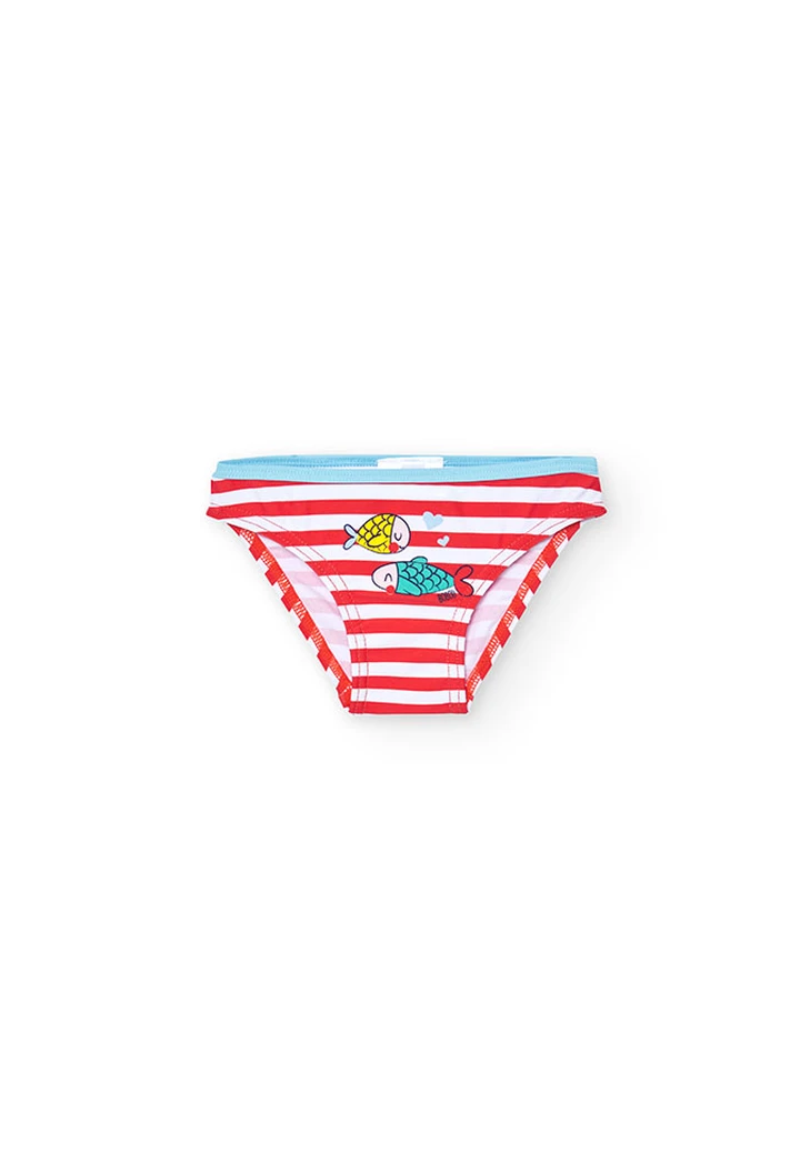 Baby girl's striped polyamide knickers with print