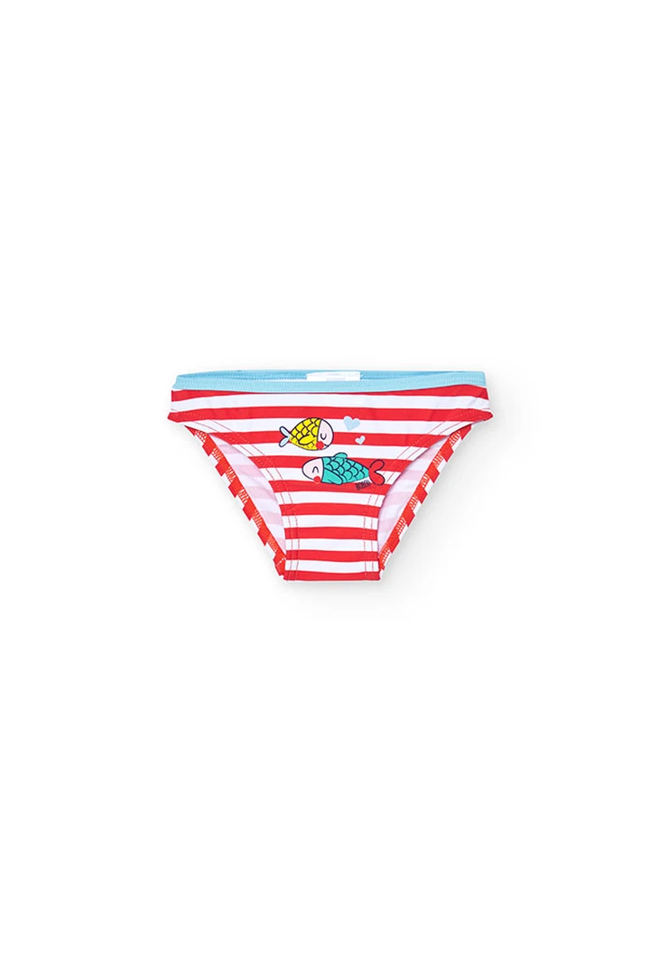 Culotte bébé fille en polyamide rayé avec motif imprimé