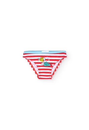Baby girl\'s striped polyamide knickers with print