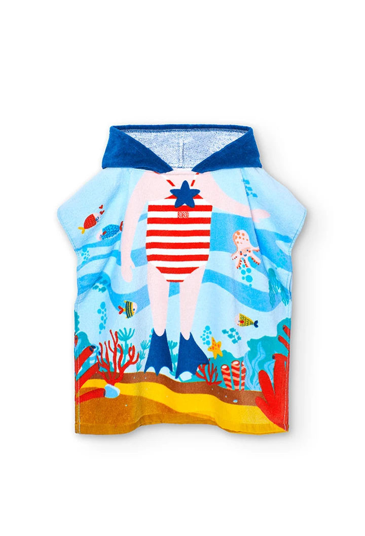 Serviette de bain à capuche pour bébé fille en bleu
