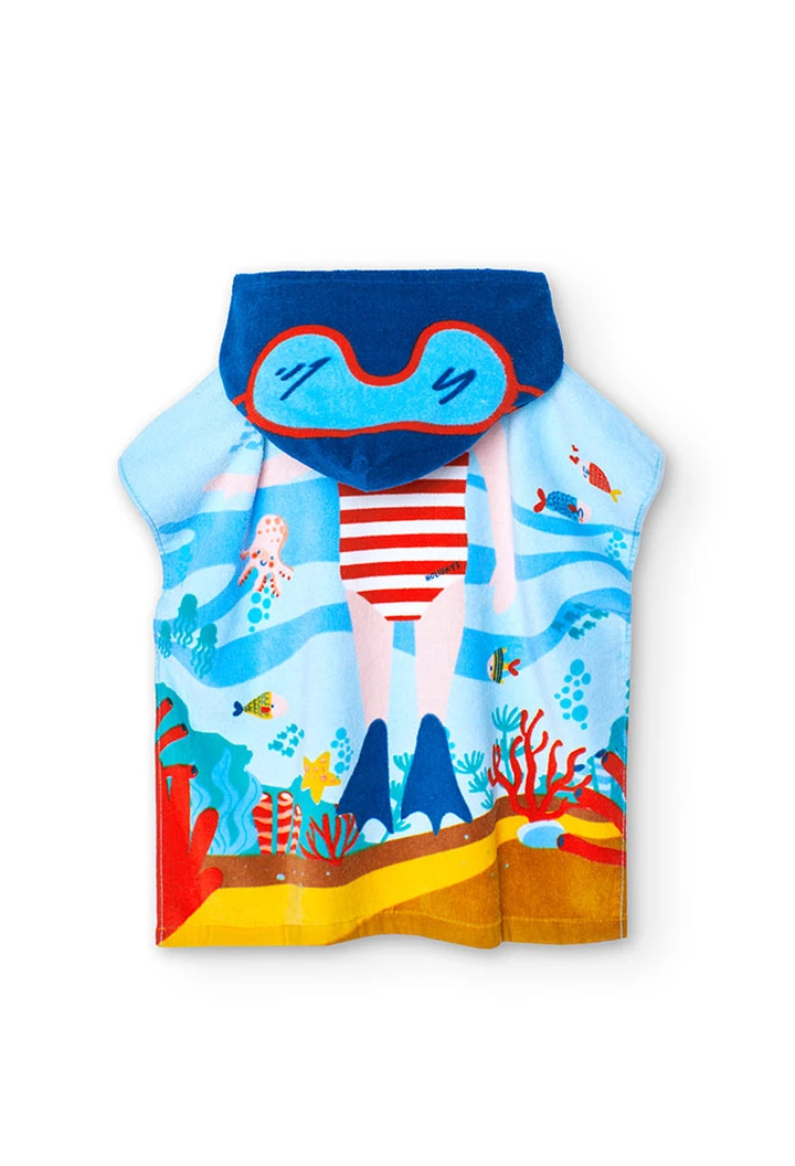 Serviette de bain à capuche pour bébé fille en bleu
