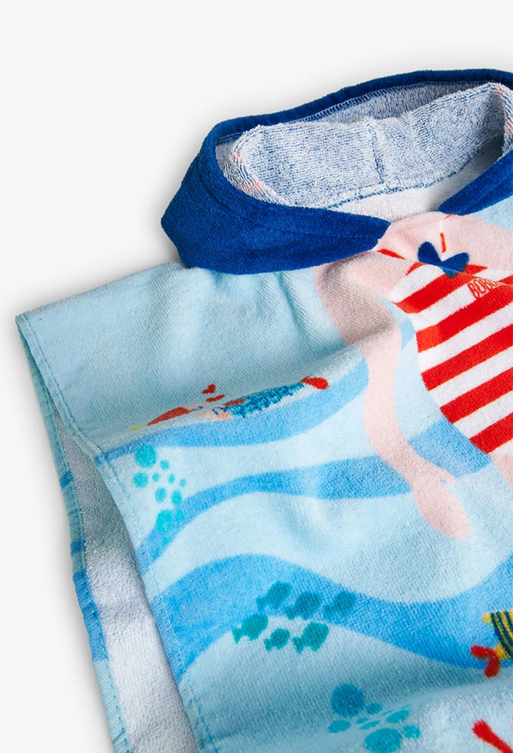 Serviette de bain à capuche pour bébé fille en bleu