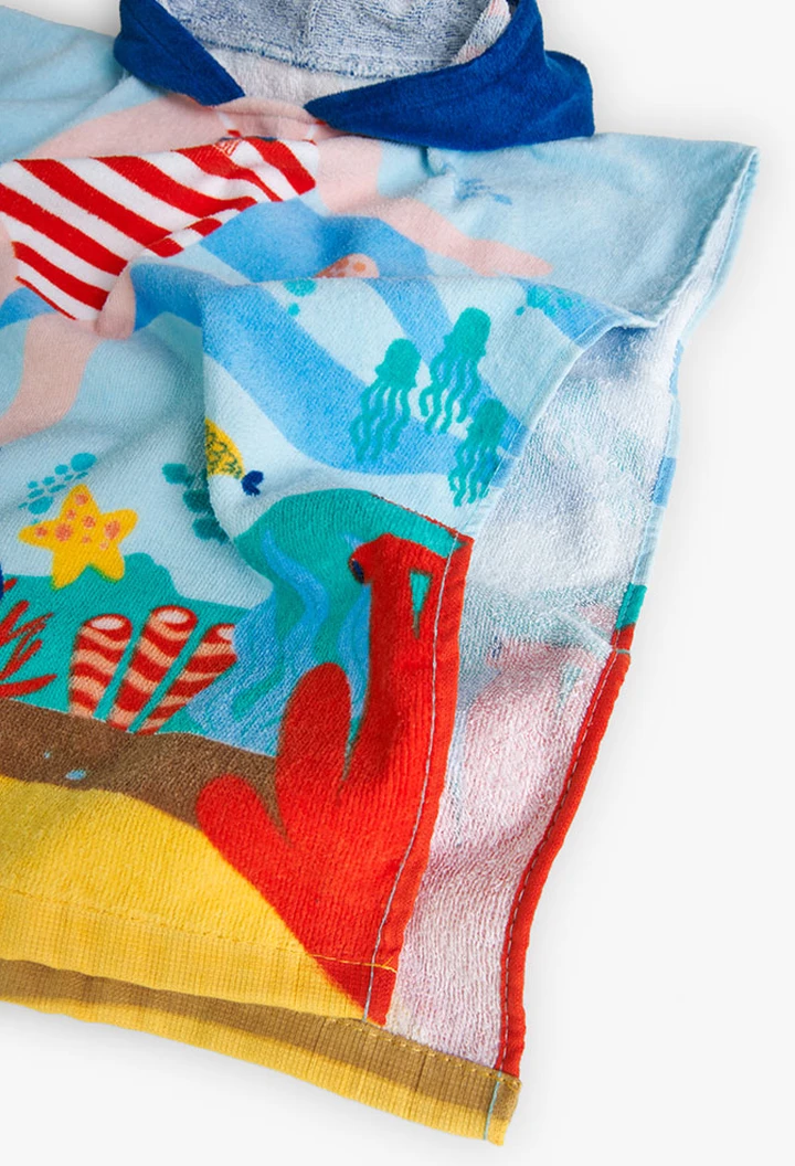 Serviette de bain à capuche pour bébé fille en bleu