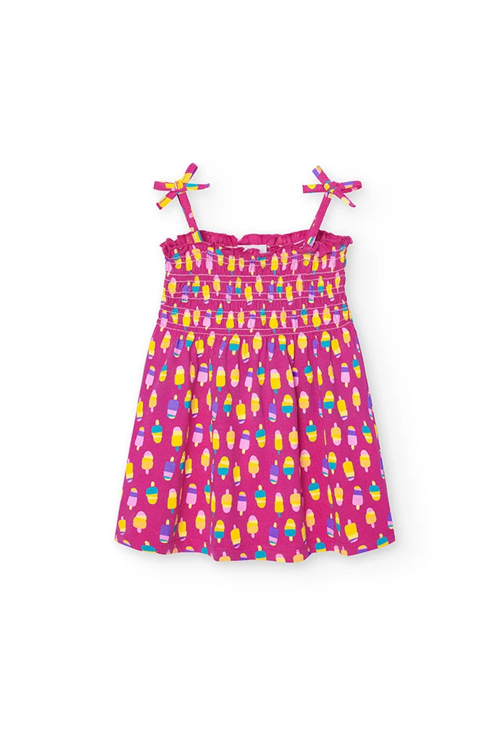 Vestido de malha de bebé menina estampado