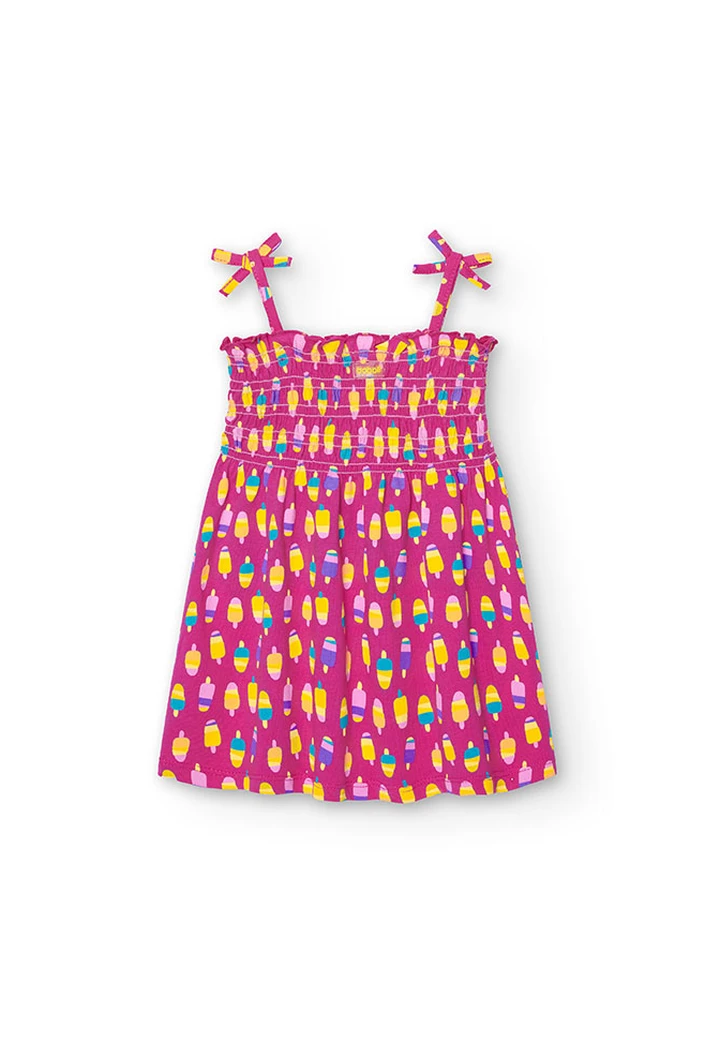 Vestido de malha de bebé menina estampado