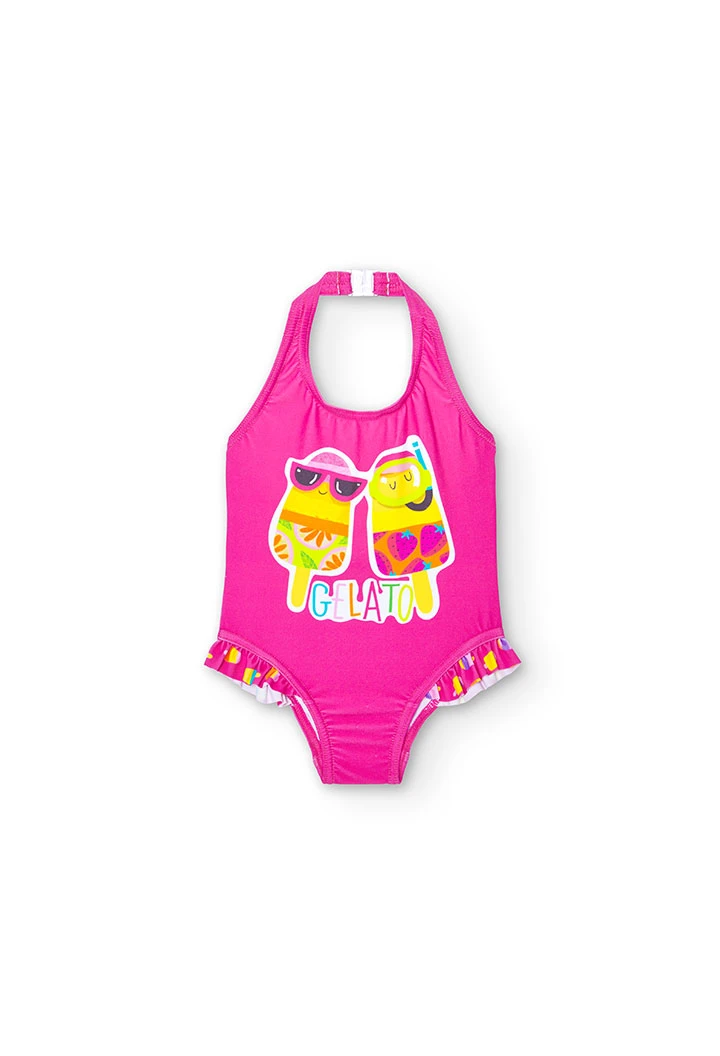 Rüschen-Badeanzug, für Baby-Mädchen, in Farbe Fuchsia
