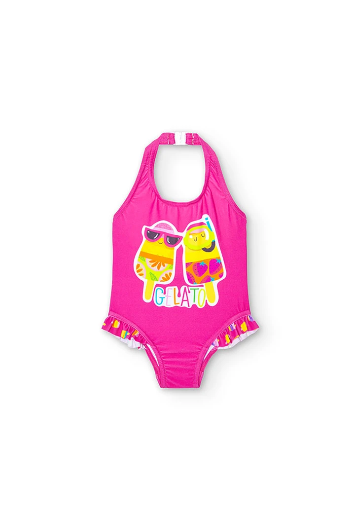 Maillot de bain à volants pour bébé fille, couleur fuchsia