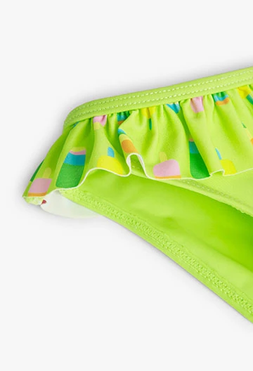 Cuecas com folhos de bebé menina de cor verde
