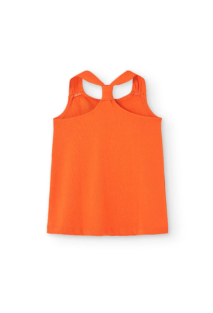 Vestido de malha de alças de bebé menina em laranja
