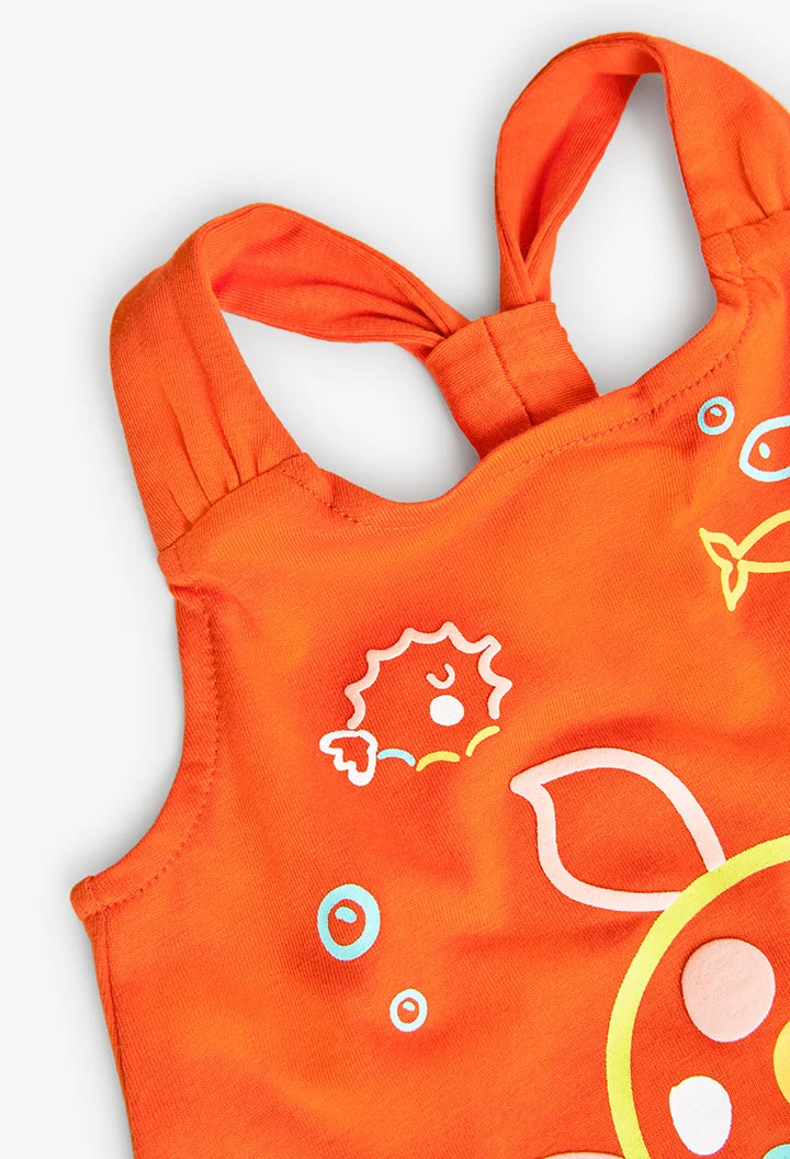 Vestido de malha de alças de bebé menina em laranja