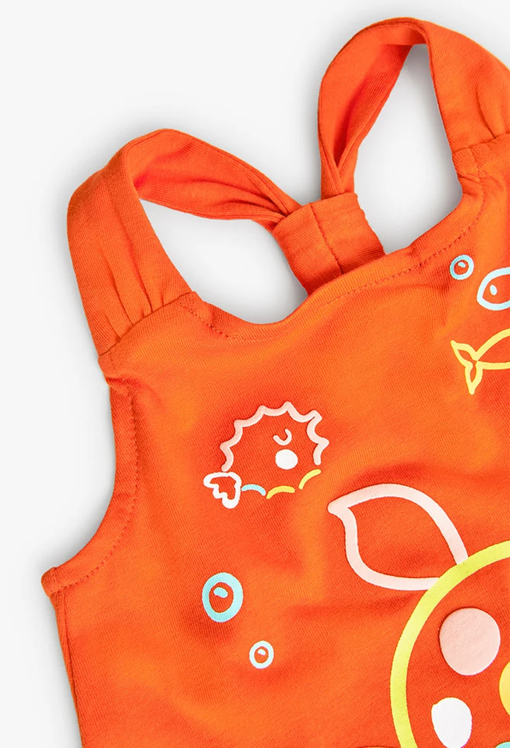 Vestido de malha de alças de bebé menina em laranja