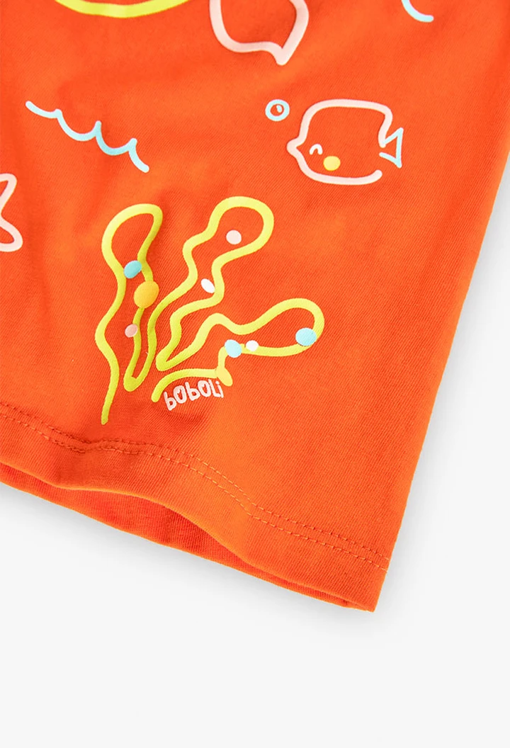 Vestido de malha de alças de bebé menina em laranja