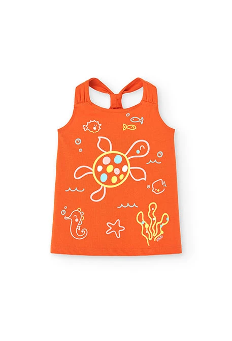 Strick-Kleid mit Trägern, für Baby-Mädchen, in Farbe Orange
