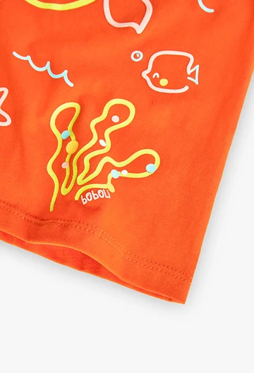 Strick-Kleid mit Trägern, für Baby-Mädchen, in Farbe Orange