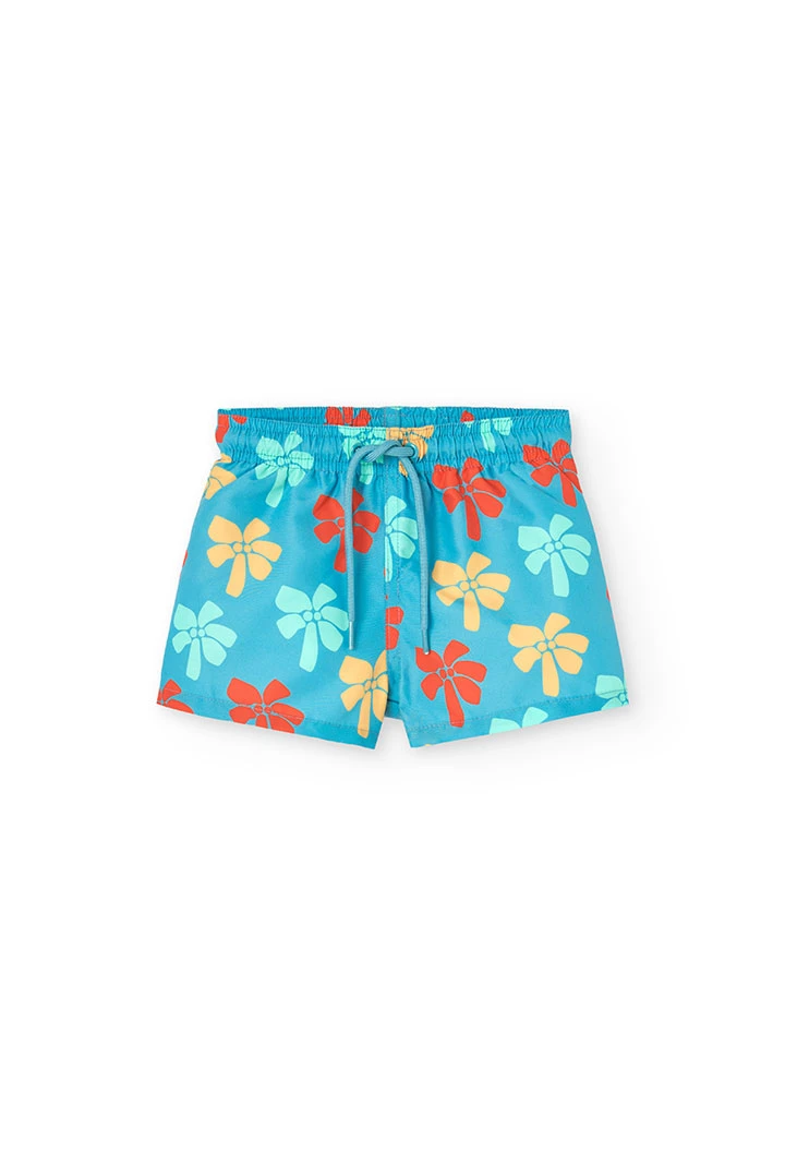 Maillot de bain en maille pour bébé garçon de couleur bleue avec imprimé
