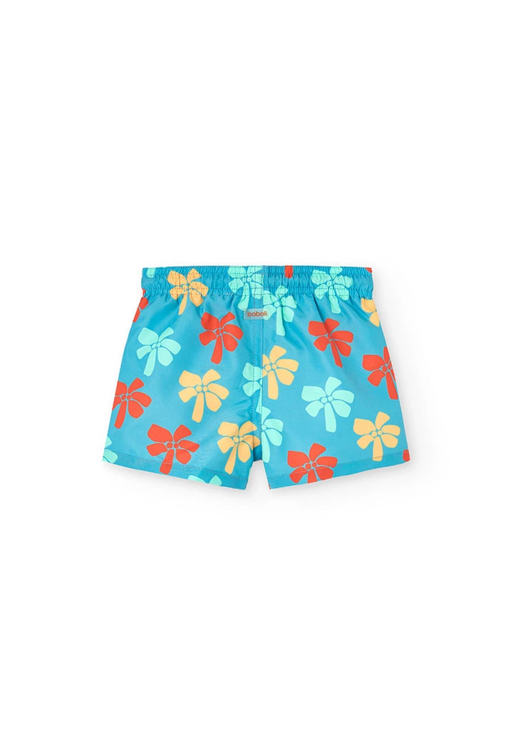 Maillot de bain en maille pour bébé garçon de couleur bleue avec imprimé