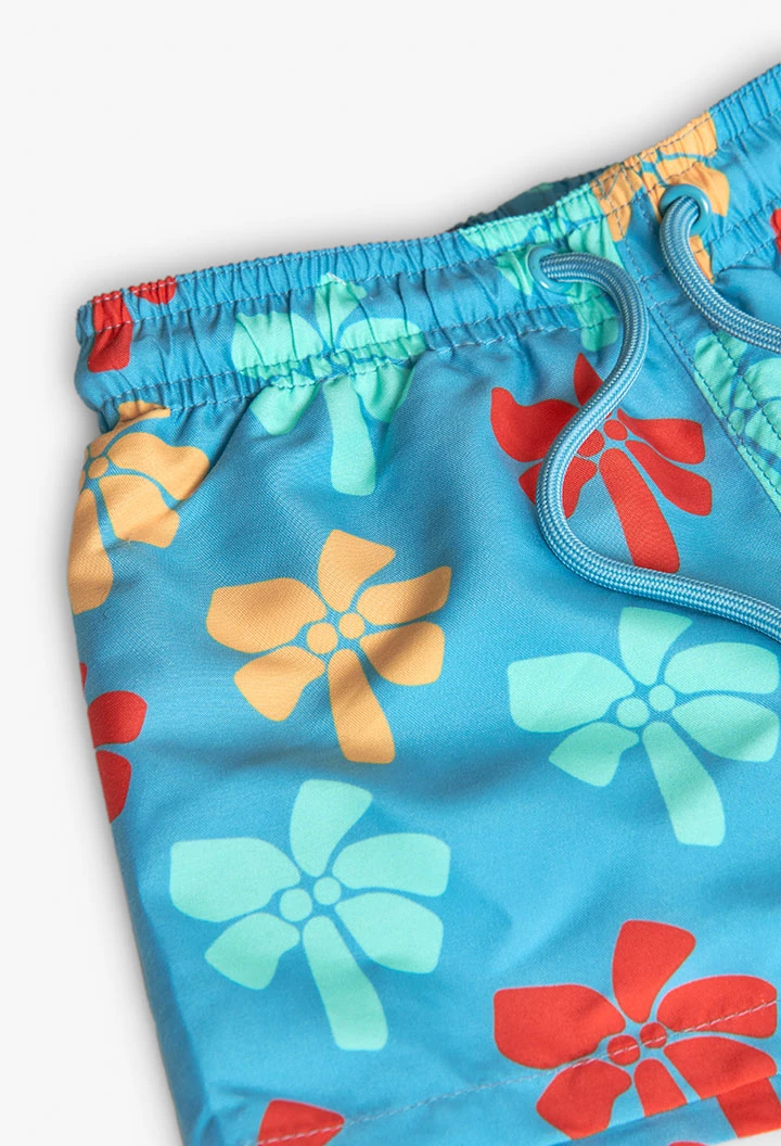 Maillot de bain en maille pour bébé garçon de couleur bleue avec imprimé
