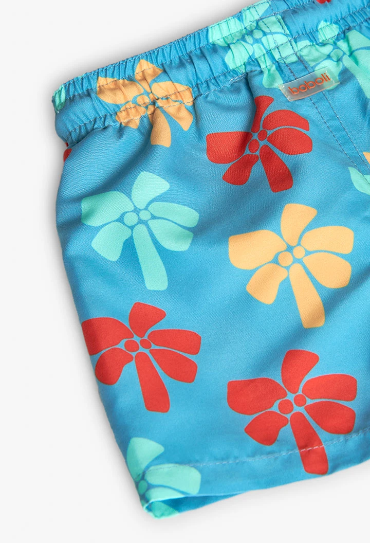 Maillot de bain en maille pour bébé garçon de couleur bleue avec imprimé