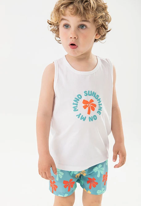 Baby boy white knitted vest top