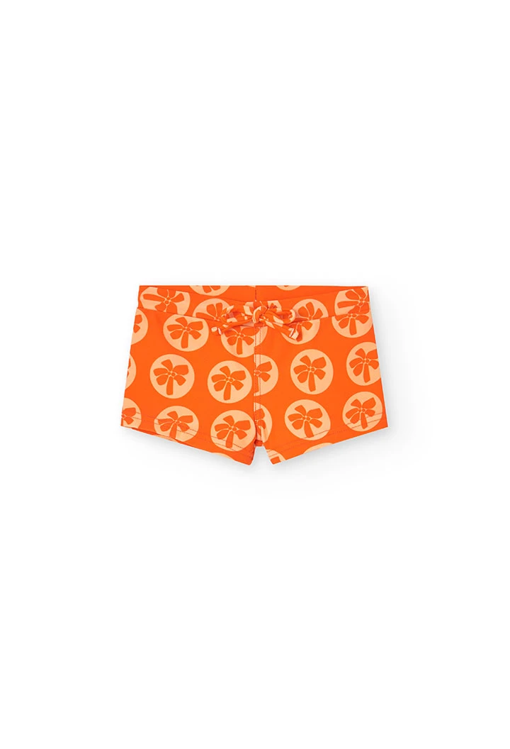 Maillot de bain en polyamide pour bébé garçon avec imprimé de couleur orange