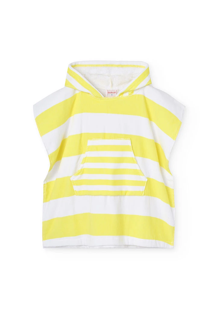 Serviette à capuche pour bébé avec rayures jaunes et blanches