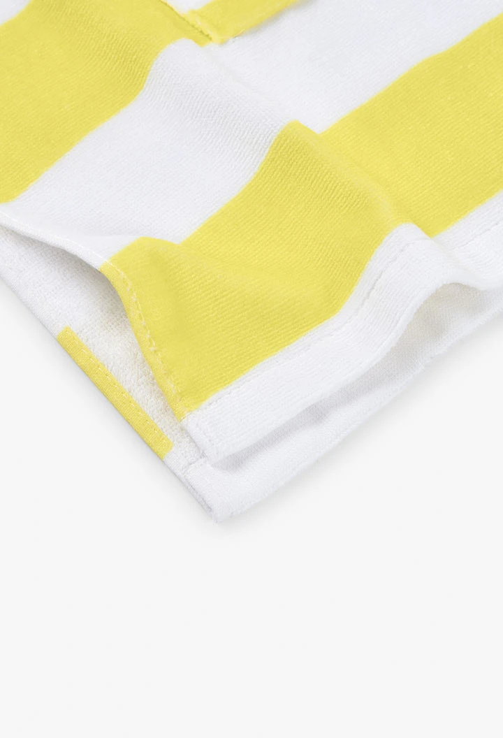 Serviette à capuche pour bébé avec rayures jaunes et blanches